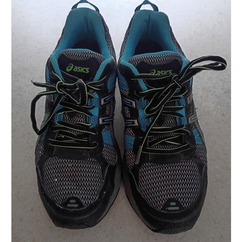 ASICS Gel Venture 4 Womens 8.5 Trail Running Shoes Black Teal Hiking Sneaker